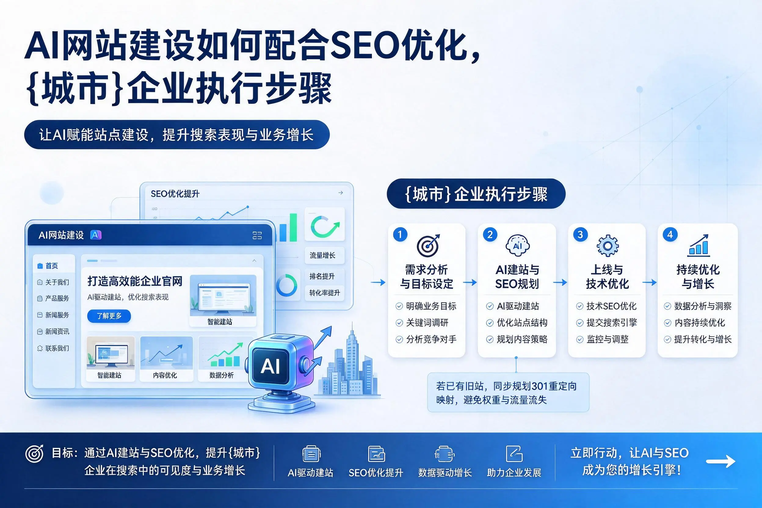 AI网站建设如何配合SEO优化，汕头企业执行步骤