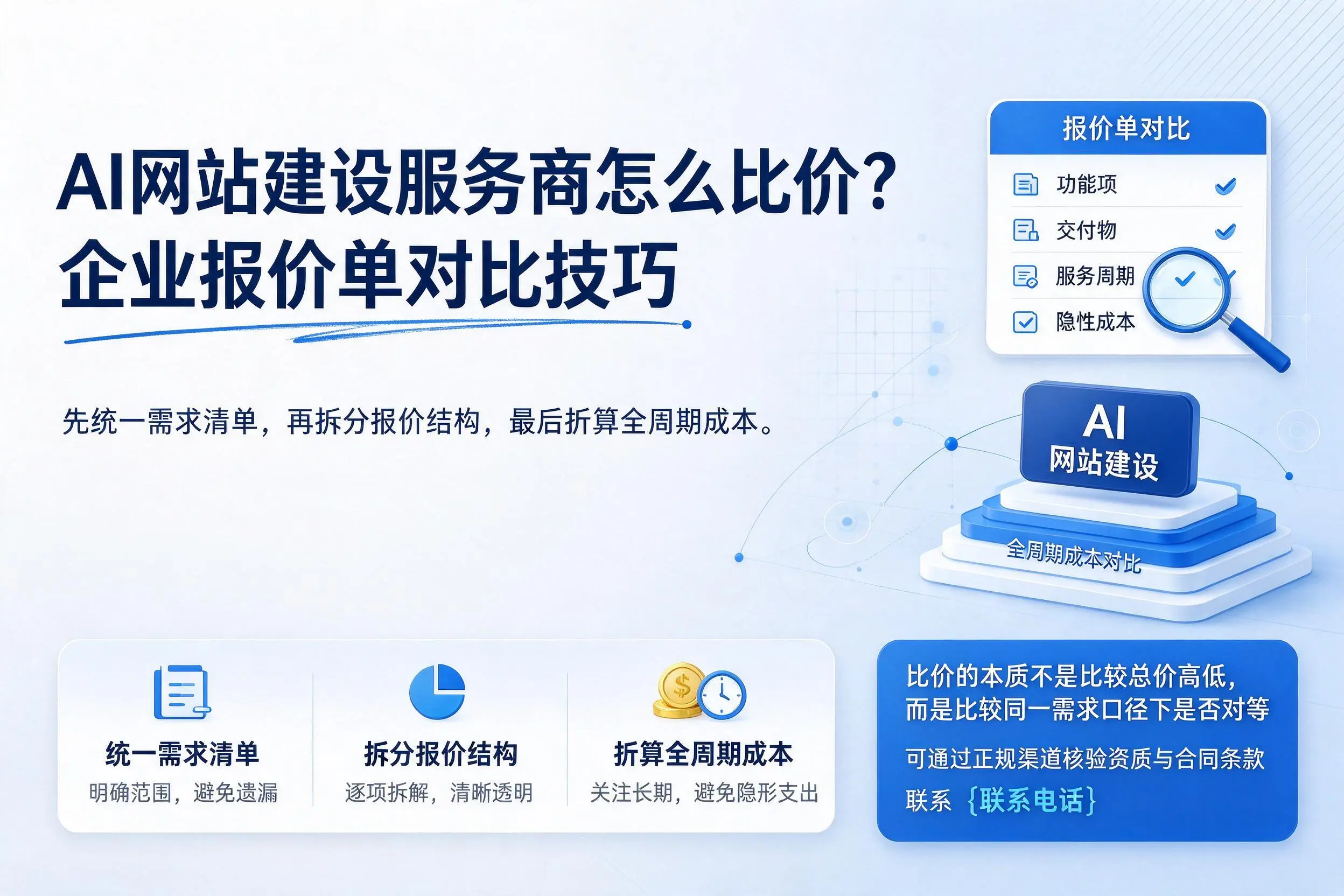 AI网站建设服务商怎么比价？汕头企业报价单对比技巧