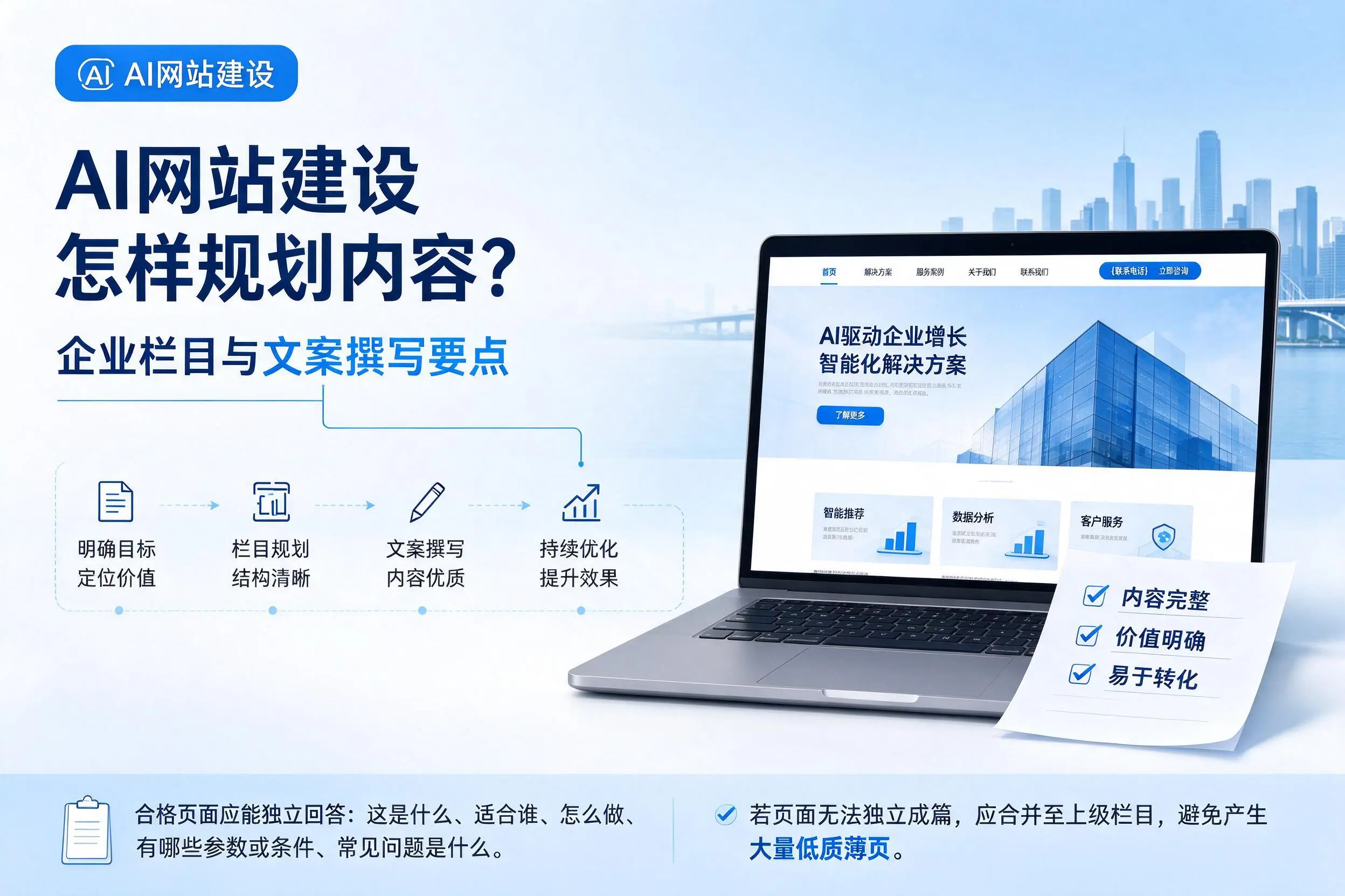 AI网站建设怎样规划内容？汕头企业栏目与文案撰写要点