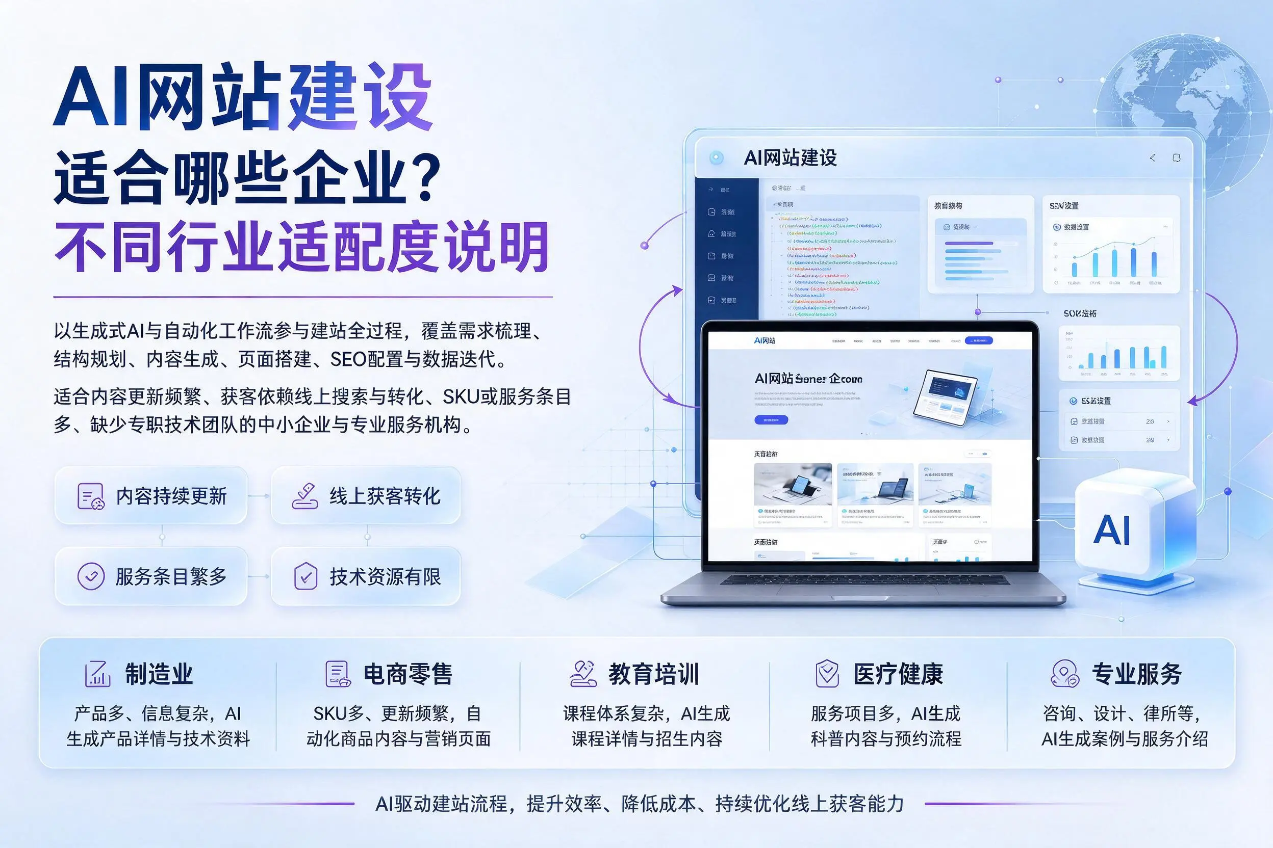AI网站建设适合哪些企业？汕头不同行业适配度说明